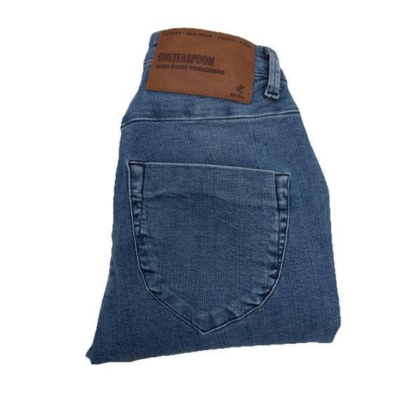 One Teaspoon High Waist Preachers Jeans Womens Size 26 Skinny Blue Snap Ankle - Picture 1 of 8